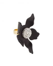 Lele Sadoughi Crystal Lily Ring  Black at Neiman Marcus